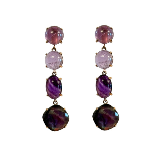 Purple Amethyst Long Drop Earrings