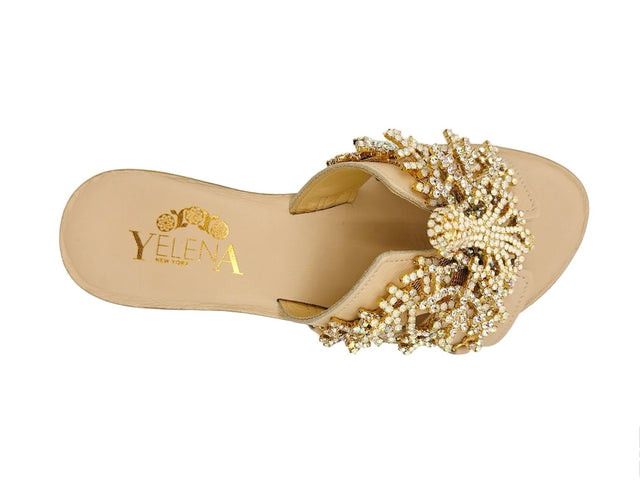 Beige Color Octupus Embellishment Slide Sandals