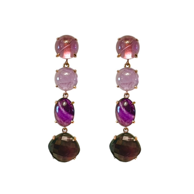 Purple Amethyst Long Drop Earrings