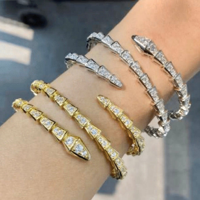 Triple Coil Gold Snake Bracelet in Gold Color