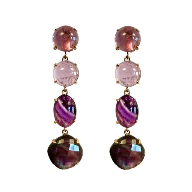 Purple Amethyst Long Drop Earrings