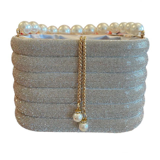 Lolita Crystal bag with Pearl handle in White