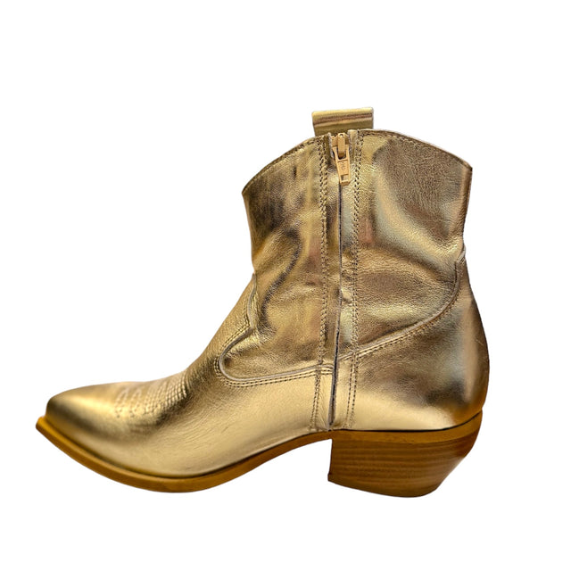Aria Laminated Cowboy Boots in Light Gold
