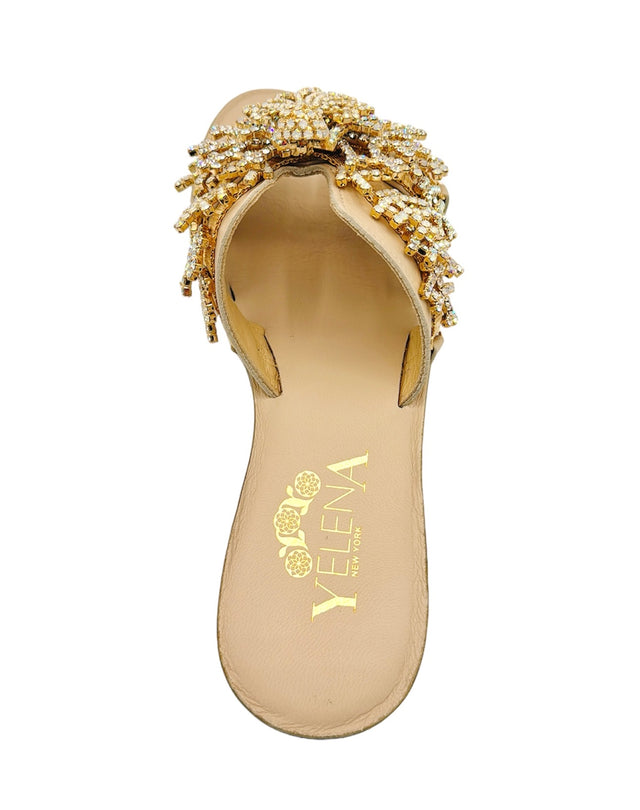 Beige Color Octupus Embellishment Slide Sandals