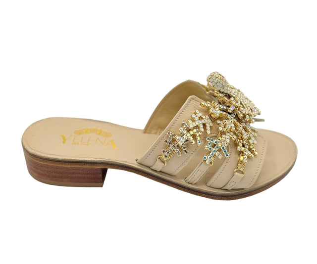 Beige Color Octupus Embellishment Slide Sandals