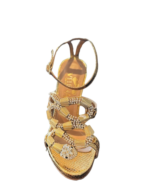 Gold snake high heel sandals