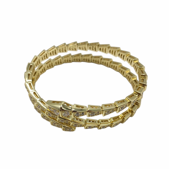 Triple Coil Gold Snake Bracelet in Gold Color