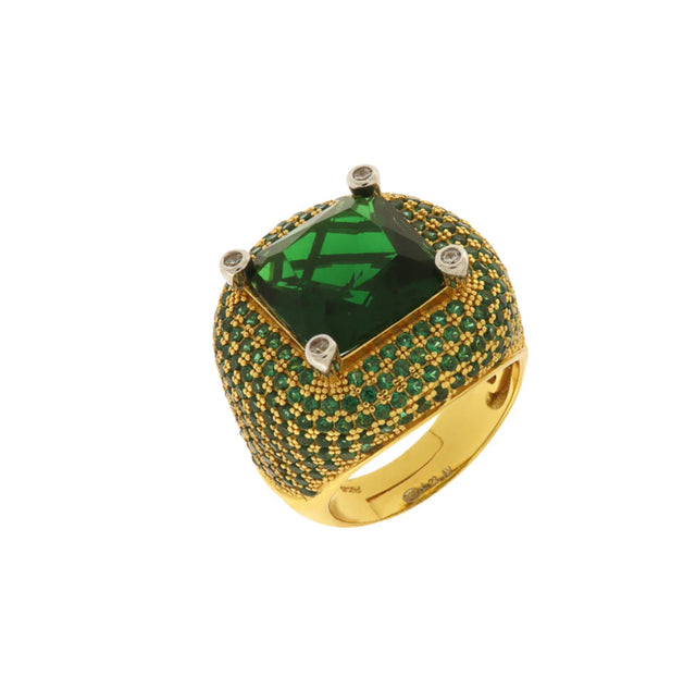 Green Zircons 925 Silver Ring