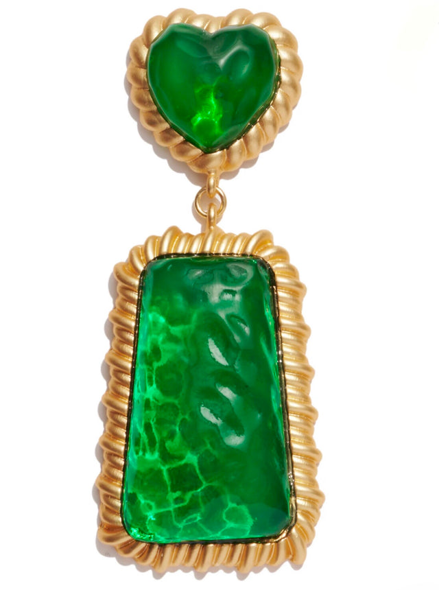 Statement Pia Clip-on Earrings in Green