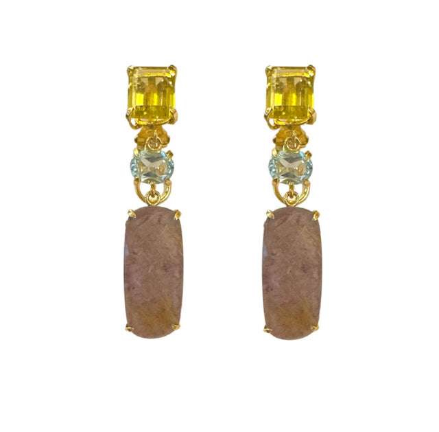 Lemon quartz drop earrings