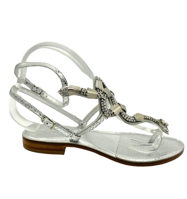 Silver Cobra Snake Sandals