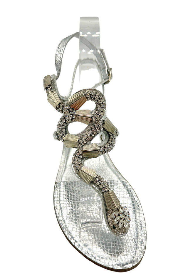 Silver Cobra Snake Sandals