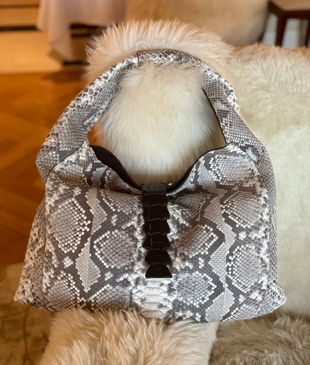 Savana Python tote with croco detail flap