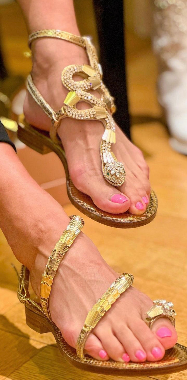 Simplified Gold Cobra Snake Sandals