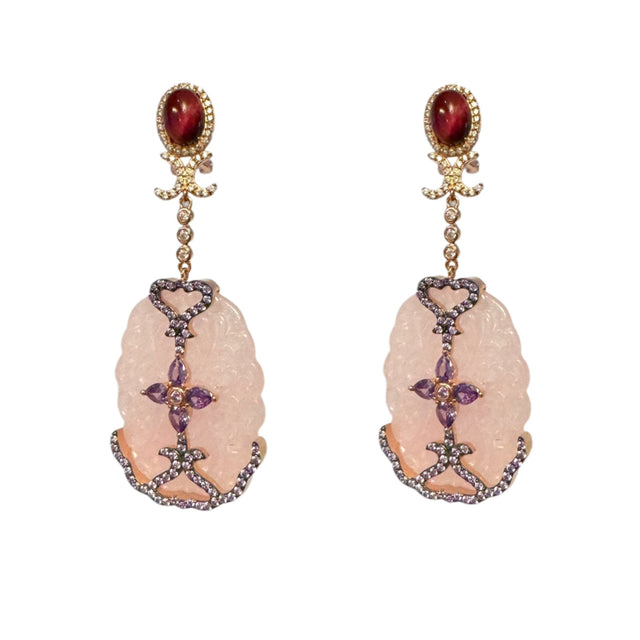 Pink jade earrings