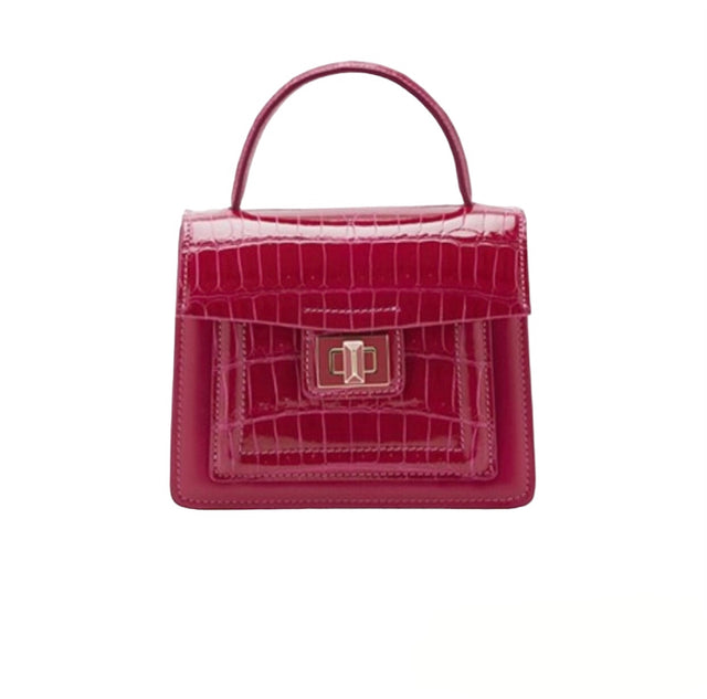 Divina Top Handle Croco Bag in Fuchsia