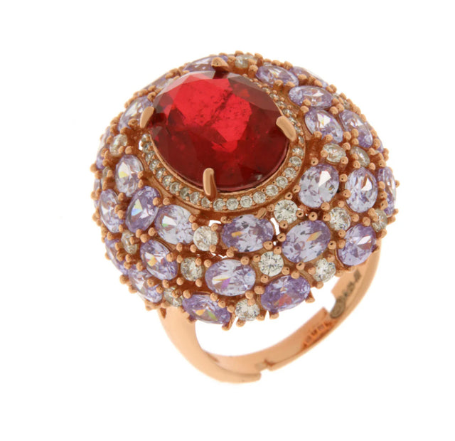 Red and Purple Zirconia Cocktail Ring