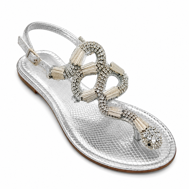 Silver Cobra Snake Sandals