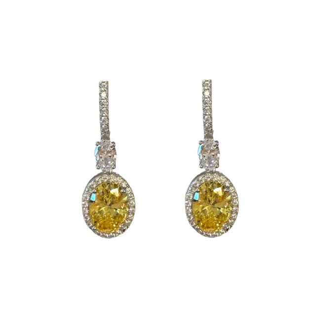 Oval Shape Fancy Dangle Earrings in Yellow