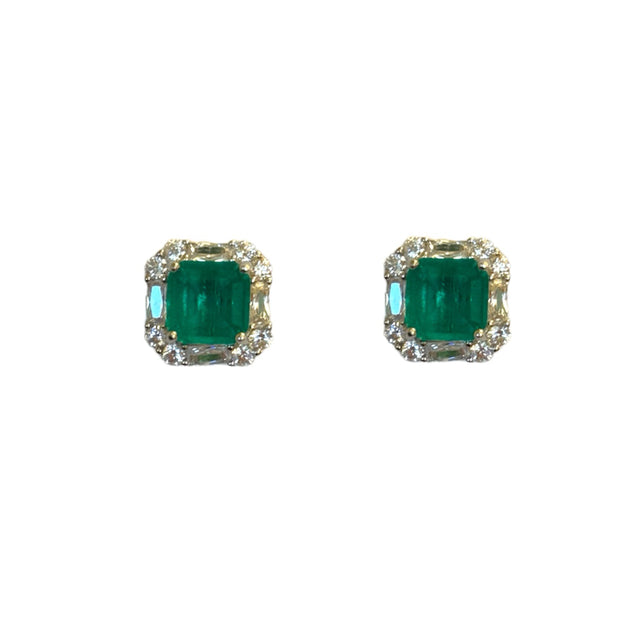 Emerald Green Square Studs