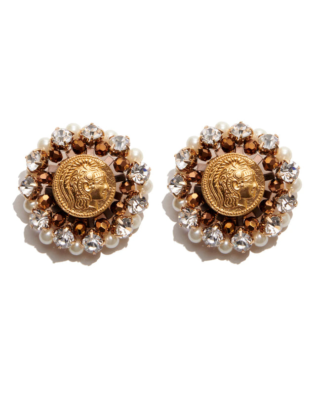 PEARLS & COIN PEARL CLIP EARRINGS