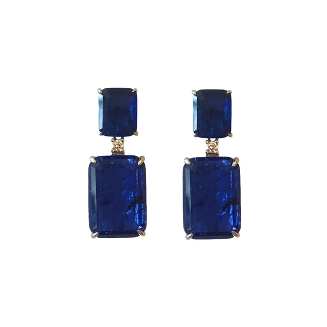 Dark blue sapphire CZ drop earrings