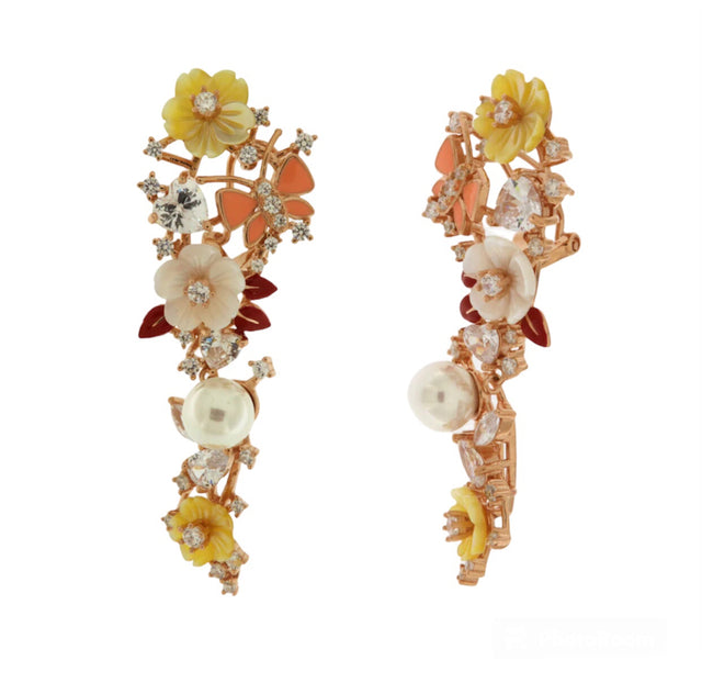 Mother of Pearl flower detail drop earrings