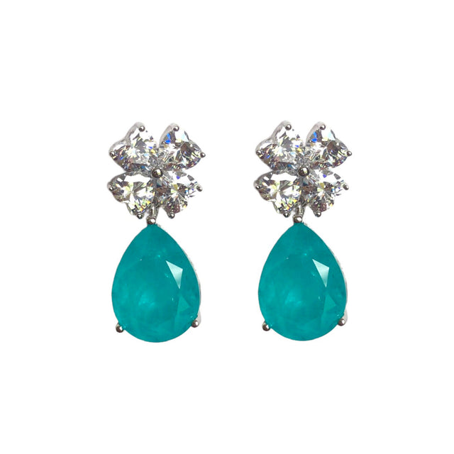 Tourmaline pear shape design earrings in turquoise color