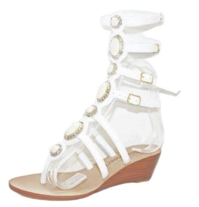 Yelena NY White Gladiator "Clarissa" Platform Sandals