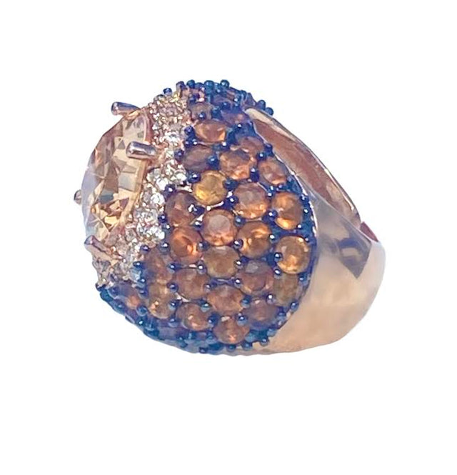 Yelena NY Two Tone Cocktail Ring Amber / Gold