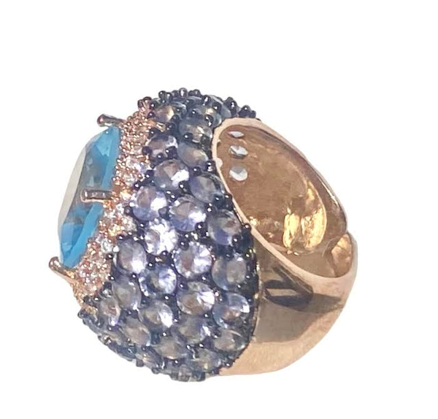 Yelena NY Two Tone Cocktail Ring in Lilac / Blue