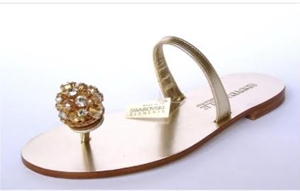 Yelena NY "Crystal Bouquet" Capri Sandals Gold