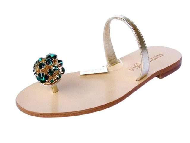 Yelena NY "Crystal Bouquet" Capri Sandals in Emerald