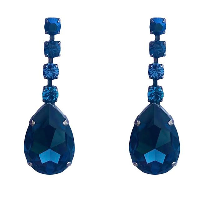 Yelena NY Capri-Inspired Crystal Drop Earrings in Sapphire