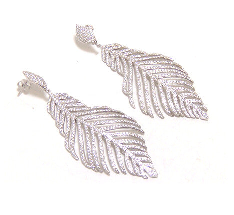 Leaf Vintage-Style Drop Earrings in Silver