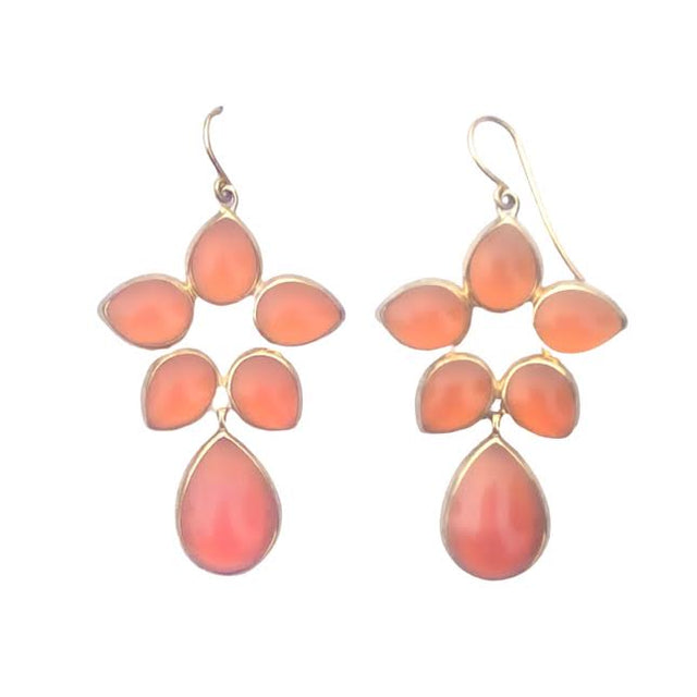 Flower Drop Earrings in Peach