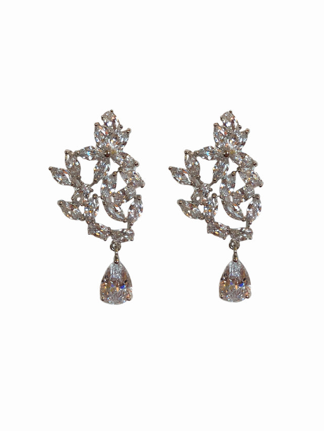 CZ White Flower Earrings