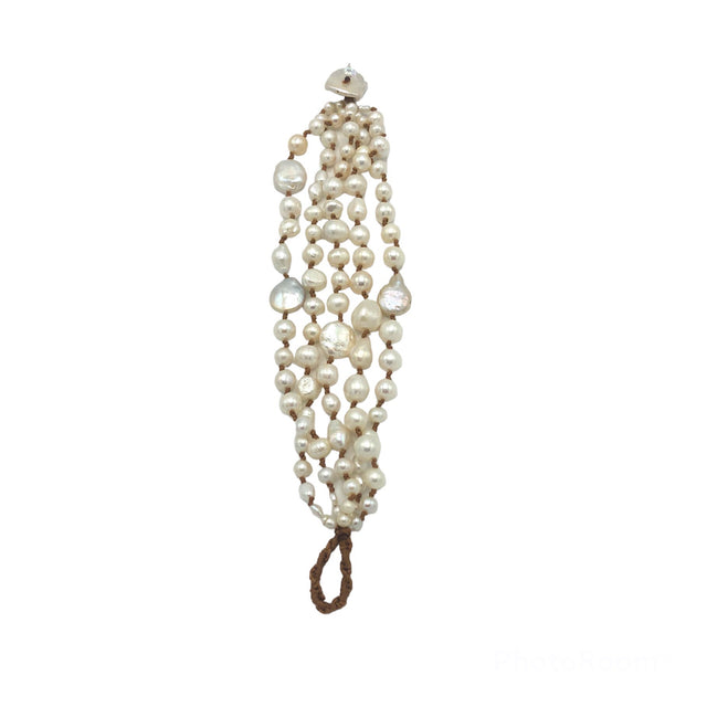 Multistrand crochet pearl bracelet