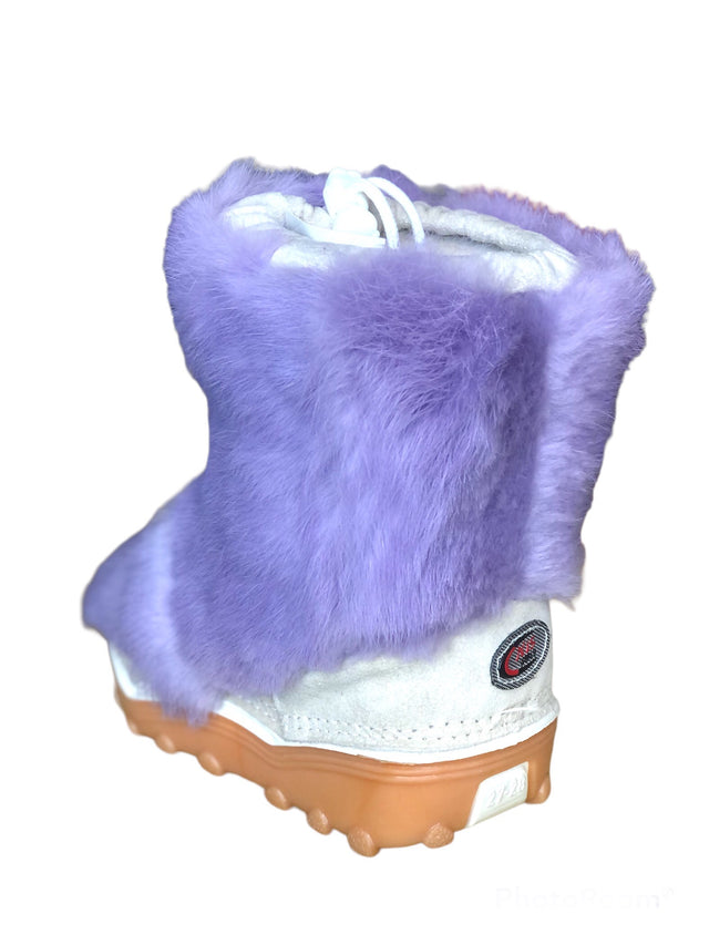 Lilac baby rabbit fur boots