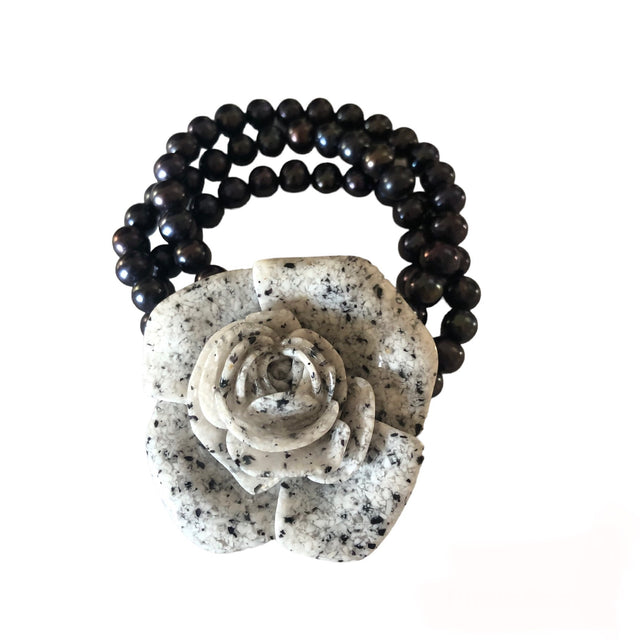 Two-tone camellia onyx bracelet