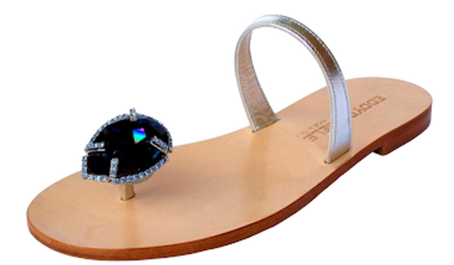 Yelena NY "Crystal Drop" Capri Sandals in Blue