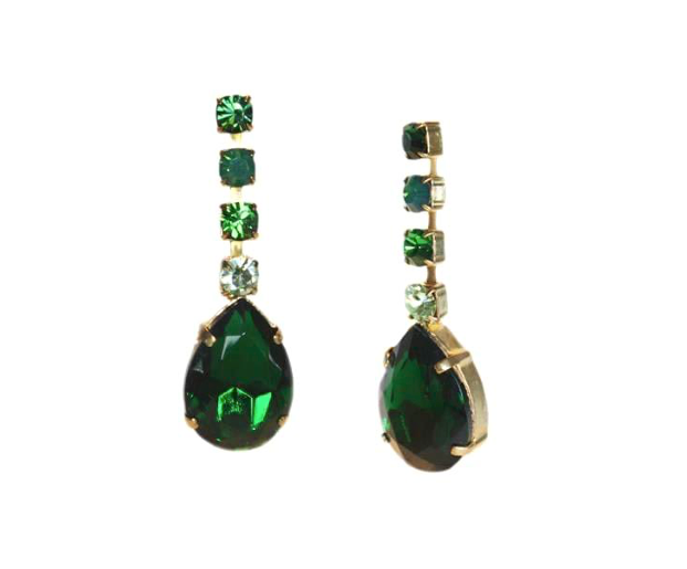 Yelena NY Capri-Inspired Crystal Drop Earrings in Emerald