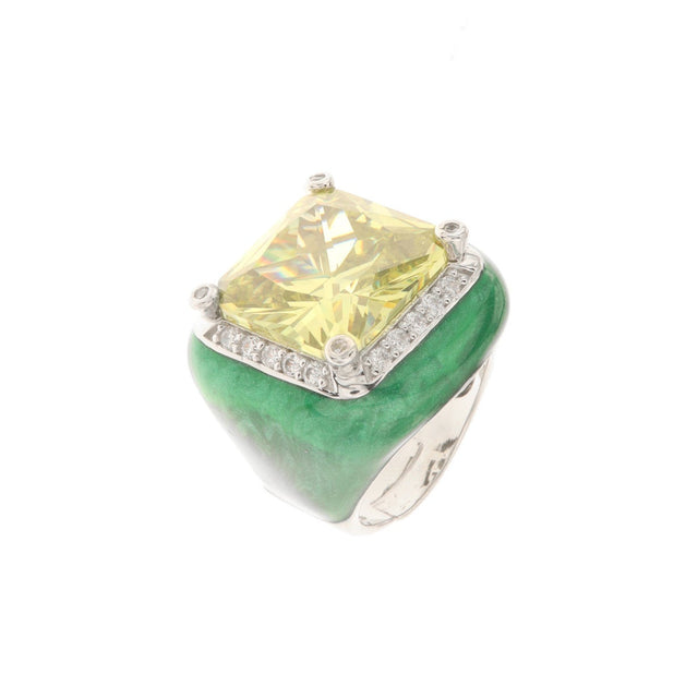 Jumbo Single Stone Ring in Lime