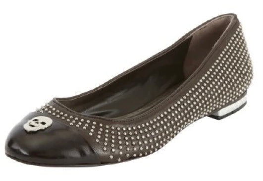 Philipp Plein “Galaxy” Ballerina Flats in Dark Beige