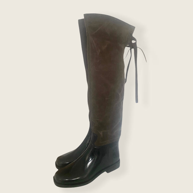 Suede Over-the-Knee Rain Boots