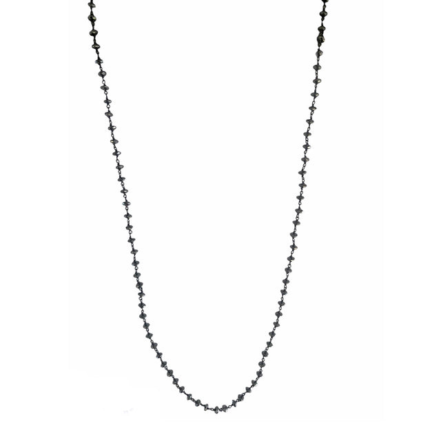 Black Rhinestones Long Necklace