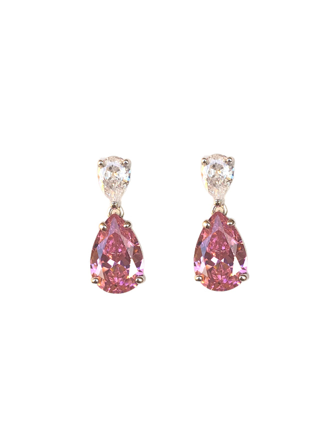 Pear shape pink dangle earrings
