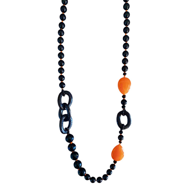 Black Onyx and Colored Agate Necklace