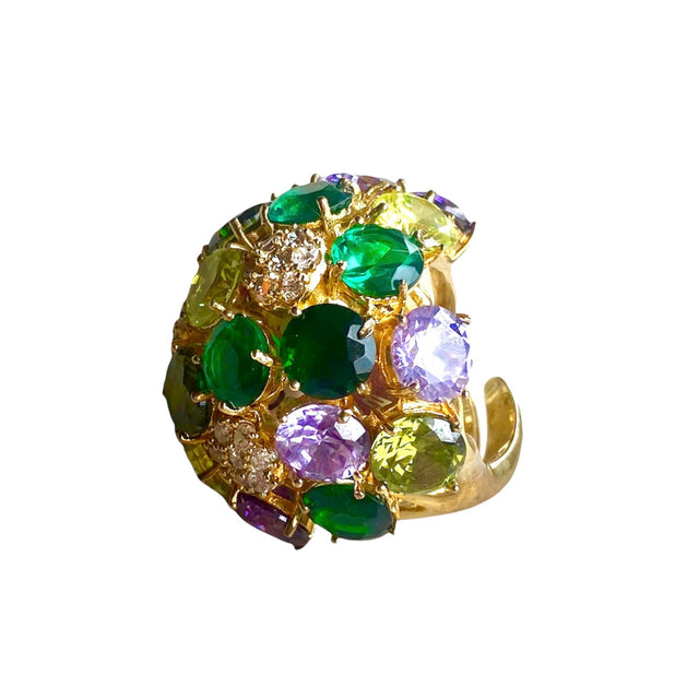 Yelena NY "Emerald Crystal Bouquet" Cocktail Ring
