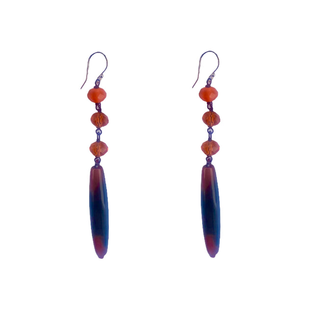 Colored Jade Long Drop Earrings